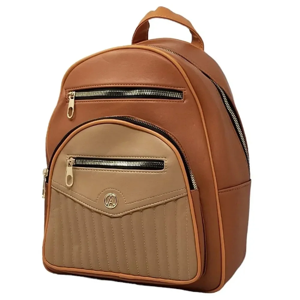 Brown and Khaki Large Backpack purse